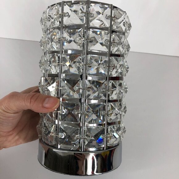 SILVER & Sparkly Bling Crystals Small Acccent Table Lamp - 4.5 W x 7.5 H - Picture 3 of 10
